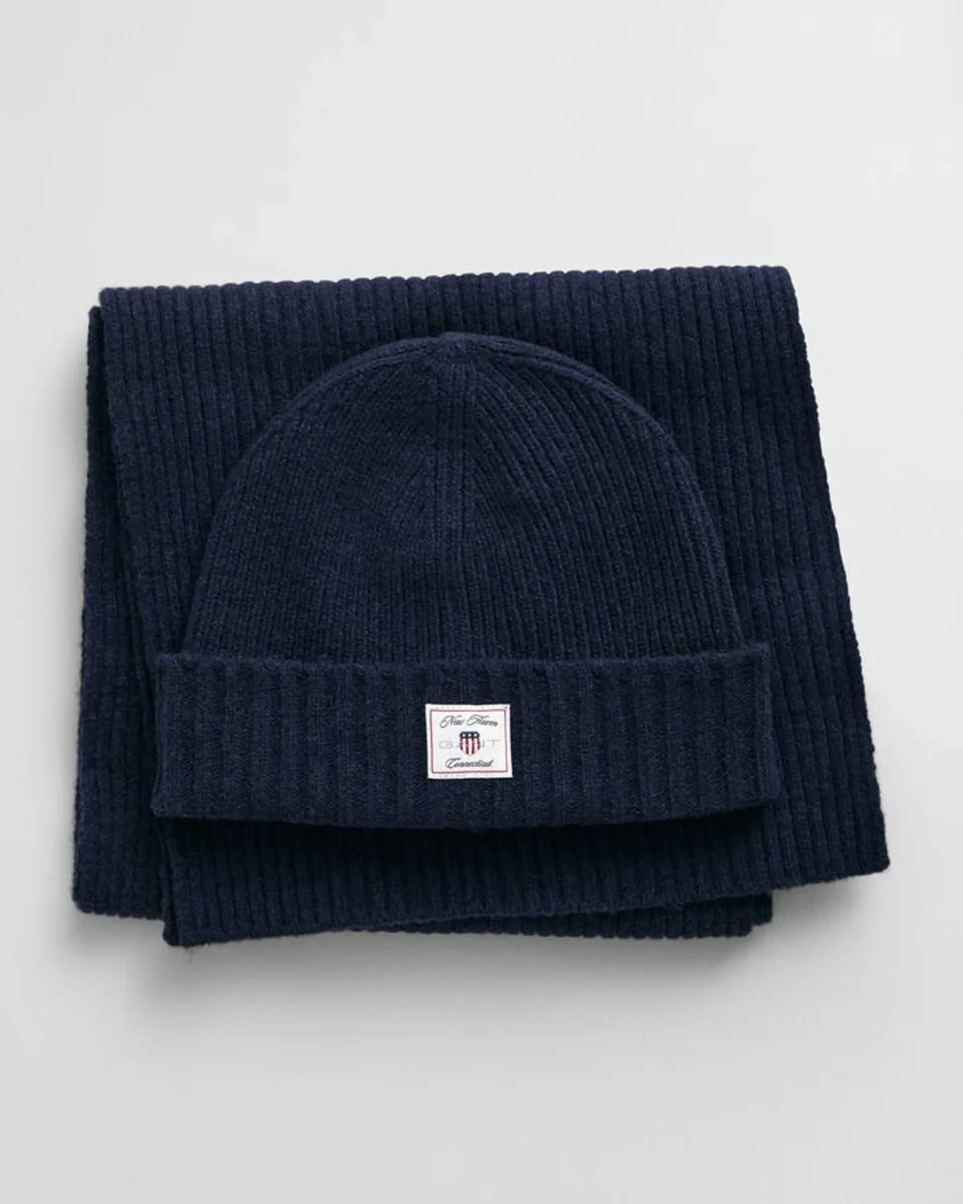 Gant Beanie and Scarf Gift Set Evening Blue