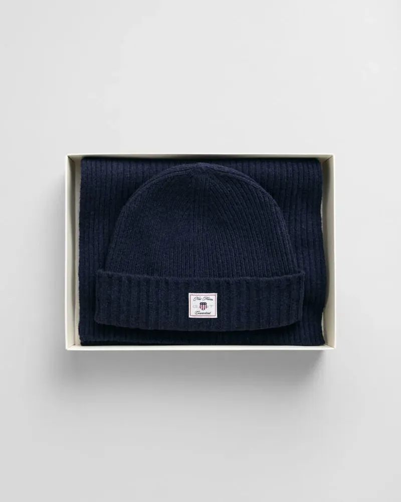 Gant Beanie and Scarf Gift Set Evening Blue-1