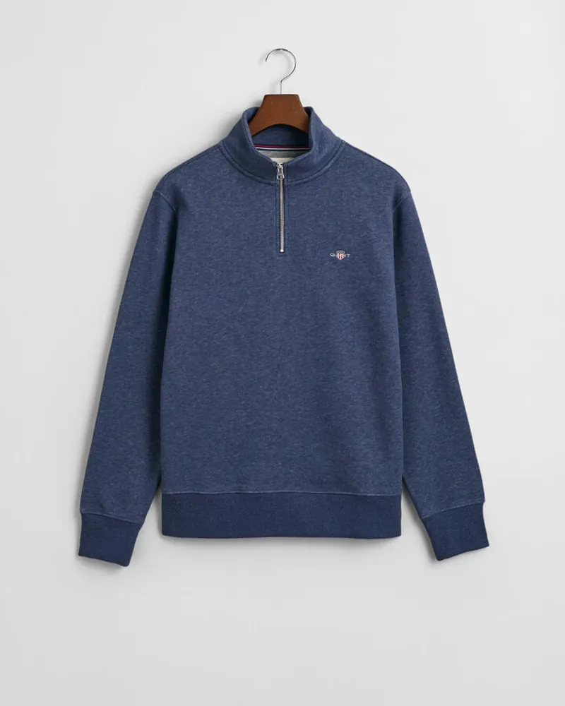 Gant Reg Shield Half Zip Sweat Dark Jeansblue Melange-1