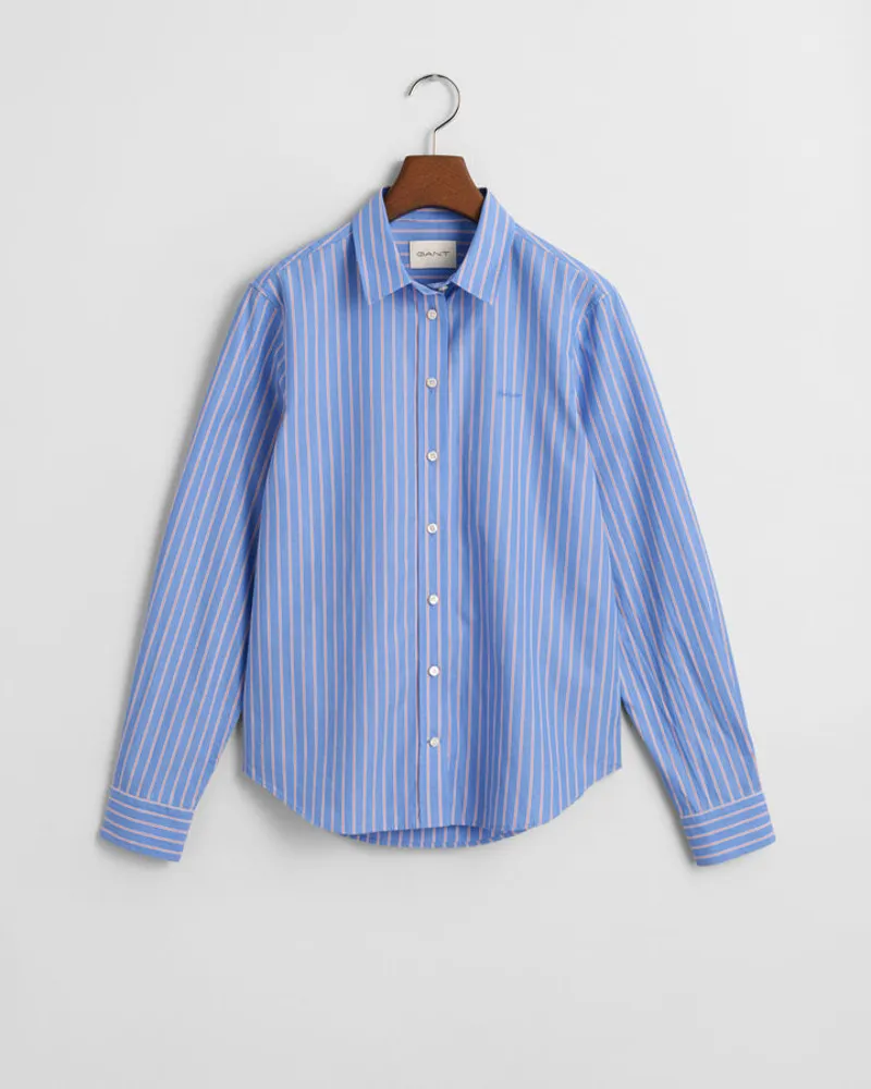 Gant Ladies Regular Fit Classic Striped Poplin Shirt Clear Sky-1