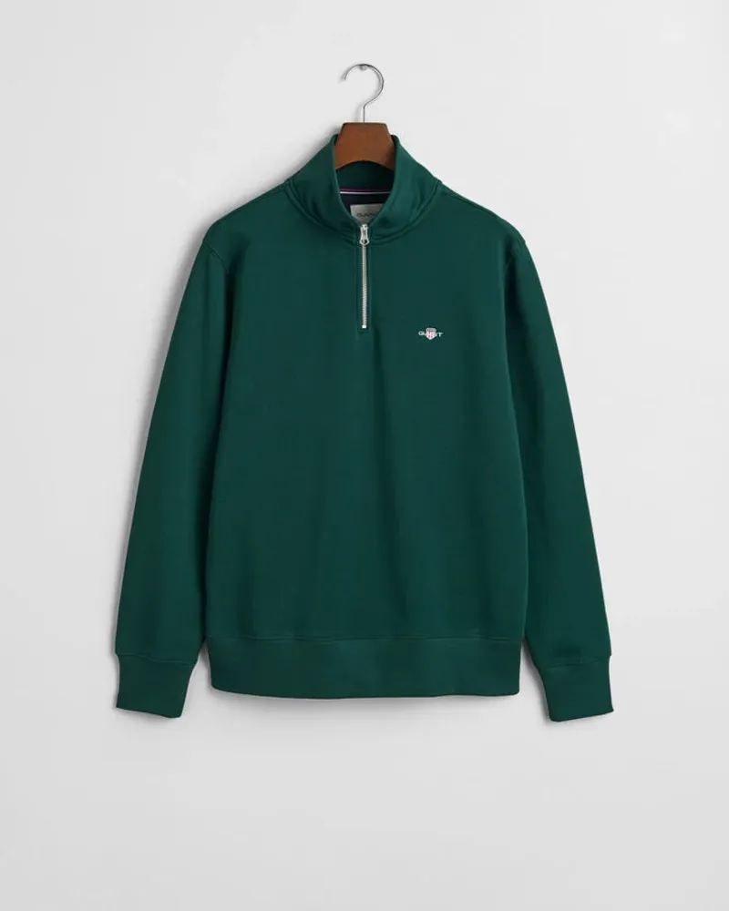 Gant Reg Shield Half Zip Sweat Tartan Green