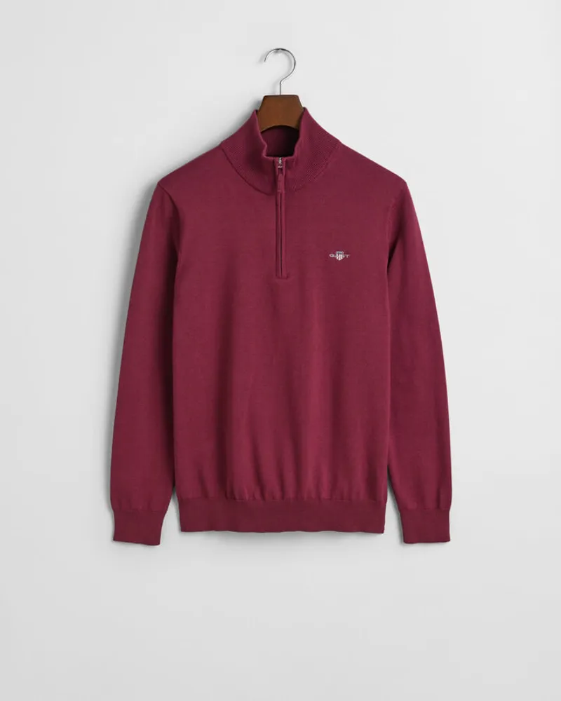 Gant Classic Cotton Half Zip Wine Red-1