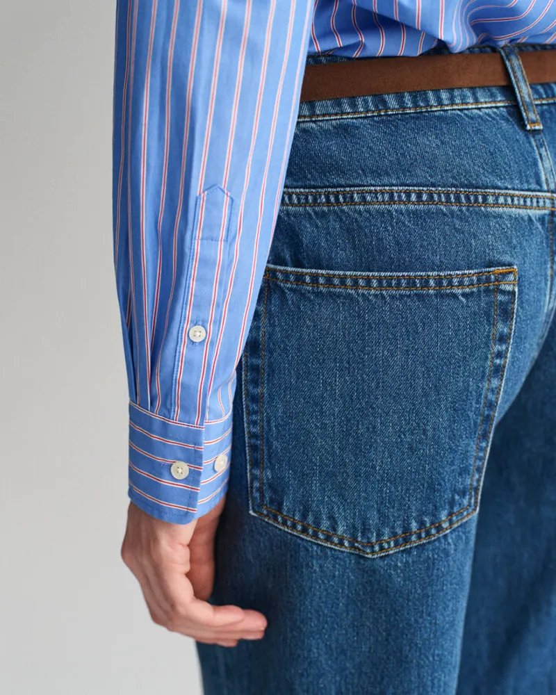 Gant Ladies Regular Fit Classic Striped Poplin Shirt Clear Sky-6