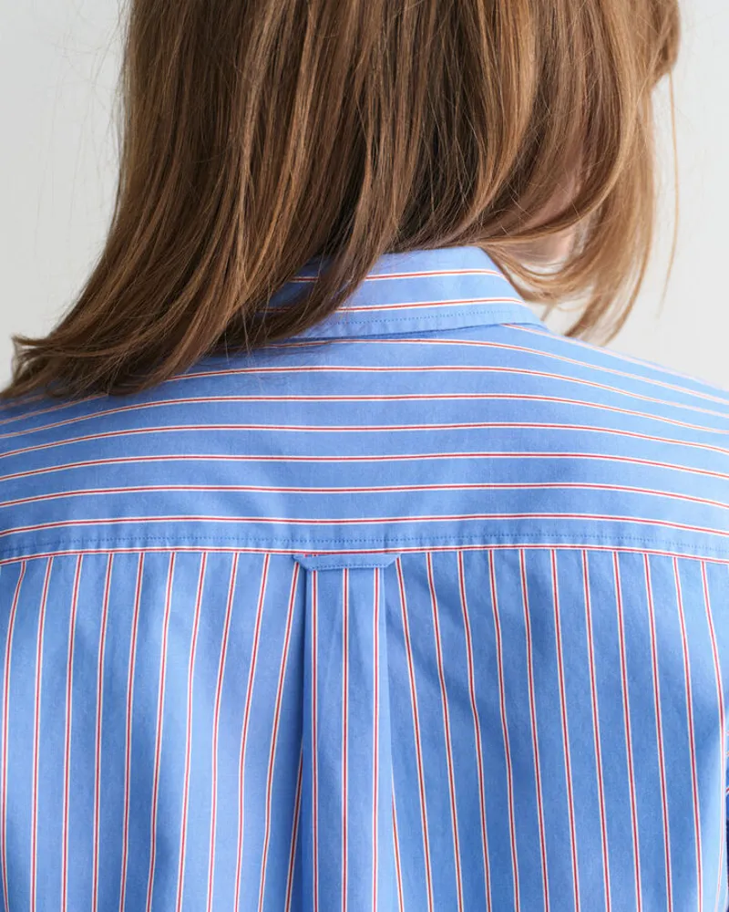 Gant Ladies Regular Fit Classic Striped Poplin Shirt Clear Sky-7