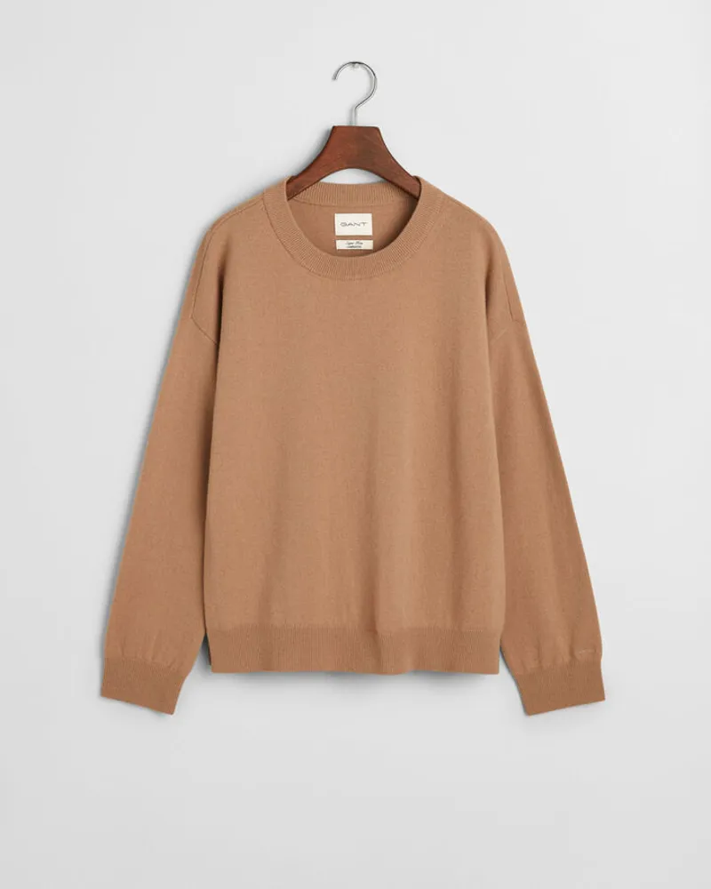 Gant Ladies Superfine Lambswool Jumper Carmel Beige-1