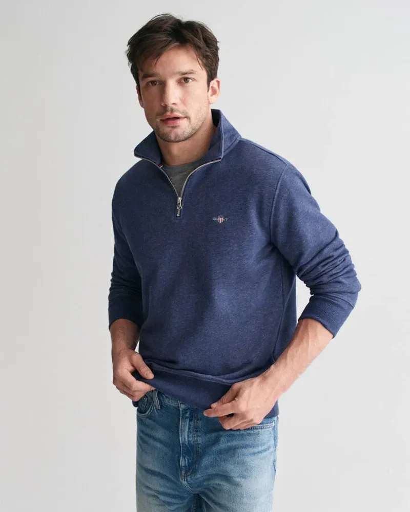 Gant Reg Shield Half Zip Sweat Dark Jeansblue Melange-2