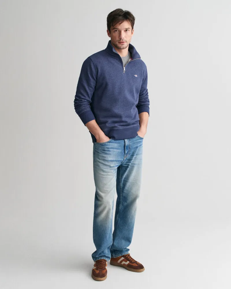 Gant Reg Shield Half Zip Sweat Dark Jeansblue Melange-4