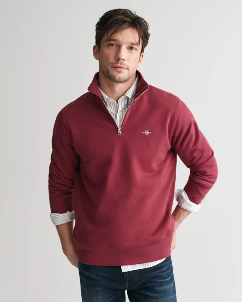 Gant Reg Shield Half Zip Sweat Wine Red-1