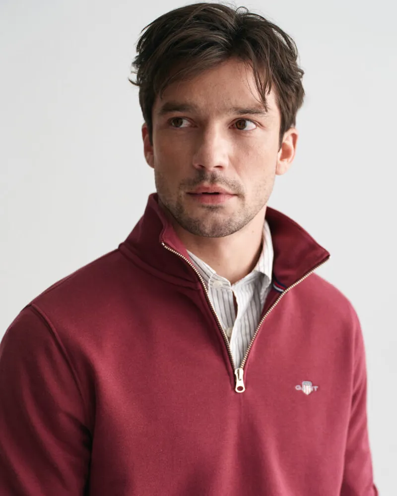 Gant Reg Shield Half Zip Sweat Wine Red-3