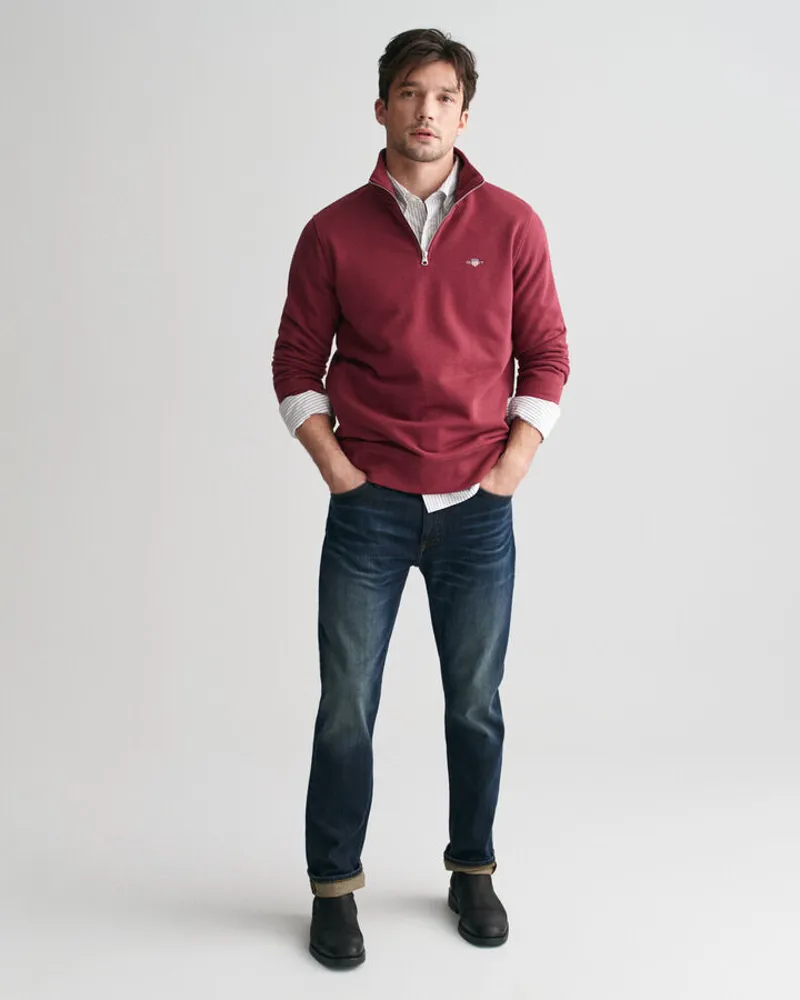 Gant Reg Shield Half Zip Sweat Wine Red-4