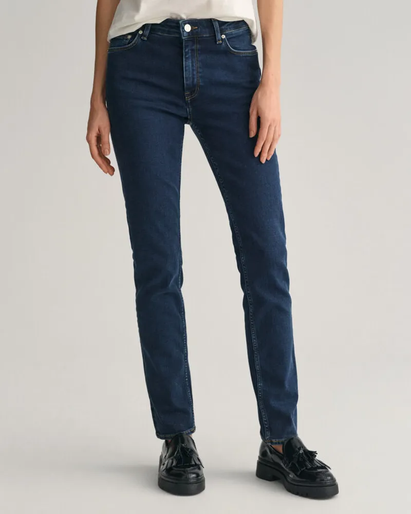 Gant Ladies Slim Super Stretch Jeans Dark Blue Broken In-5