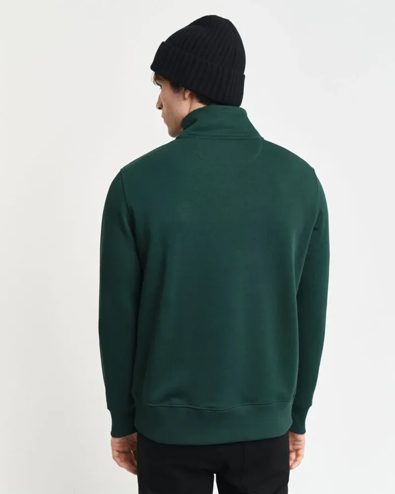 Gant Reg Shield Half Zip Sweat Tartan Green-5