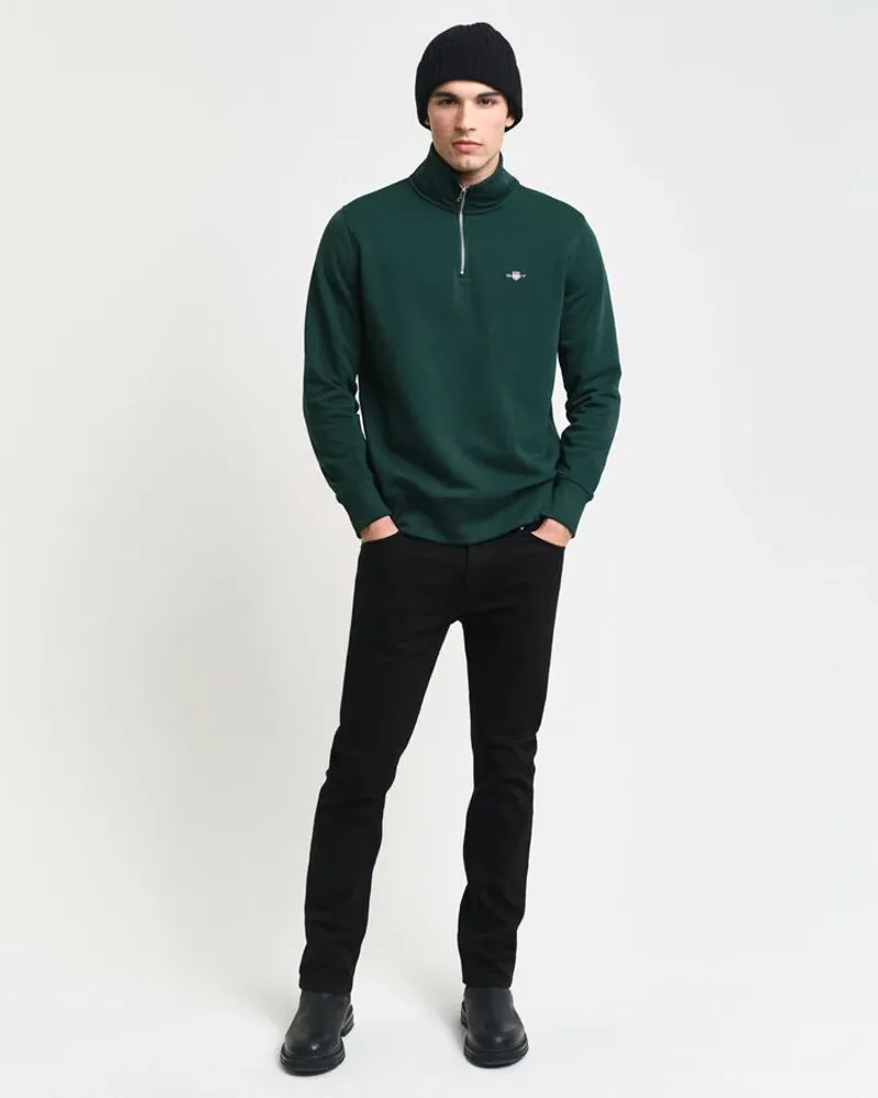 Gant Reg Shield Half Zip Sweat Tartan Green-2