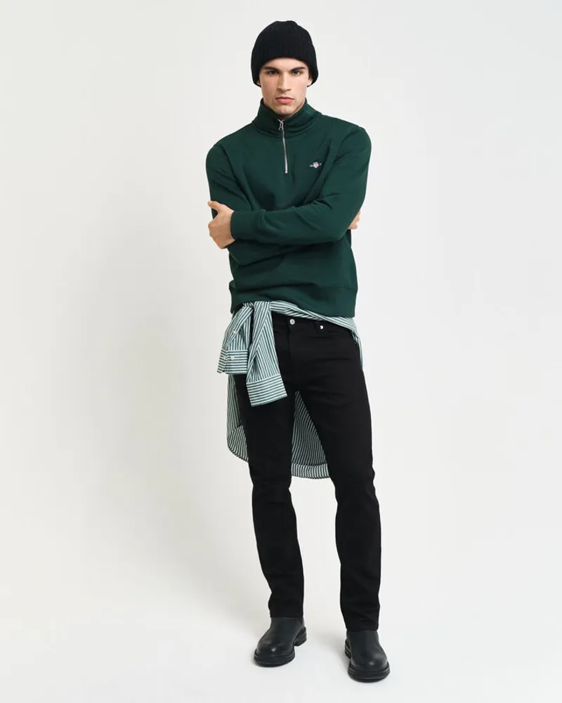Gant Reg Shield Half Zip Sweat Tartan Green-3