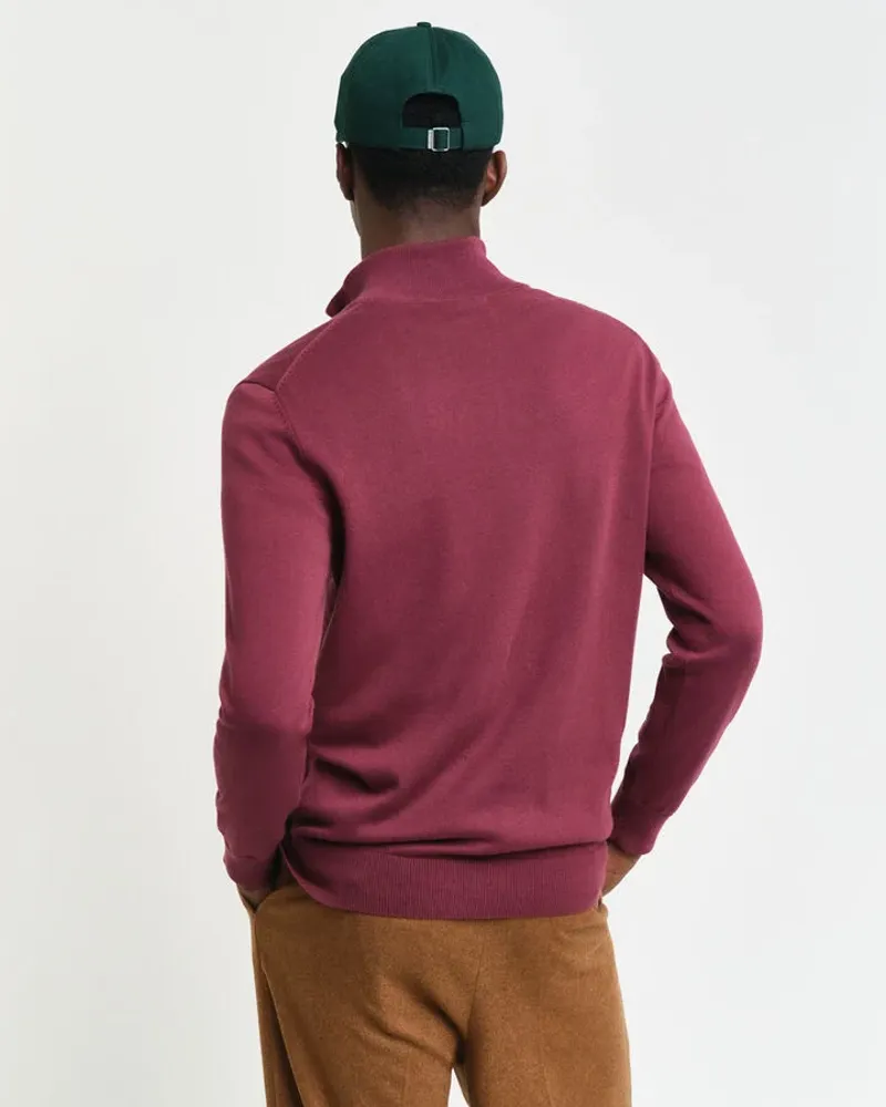 Gant Classic Cotton Half Zip Wine Red-3