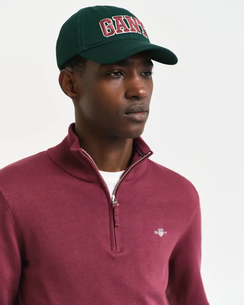 Gant Classic Cotton Half Zip Wine Red-4