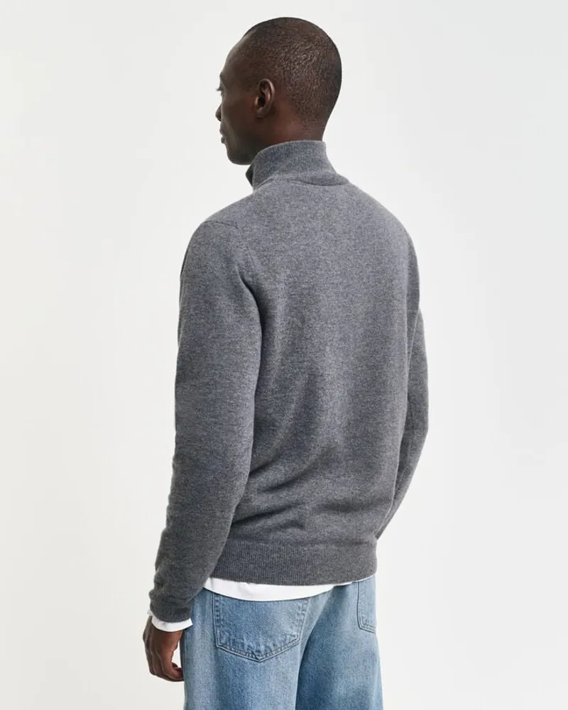 Gant Superfine Lambswool Half Zip Charcoal Melange-3