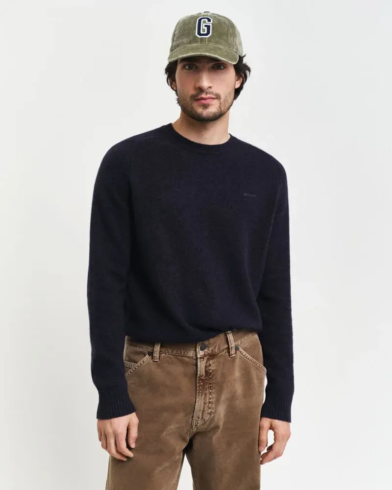 Gant Wool Blend Crew Neck Dark Navy Melange-2