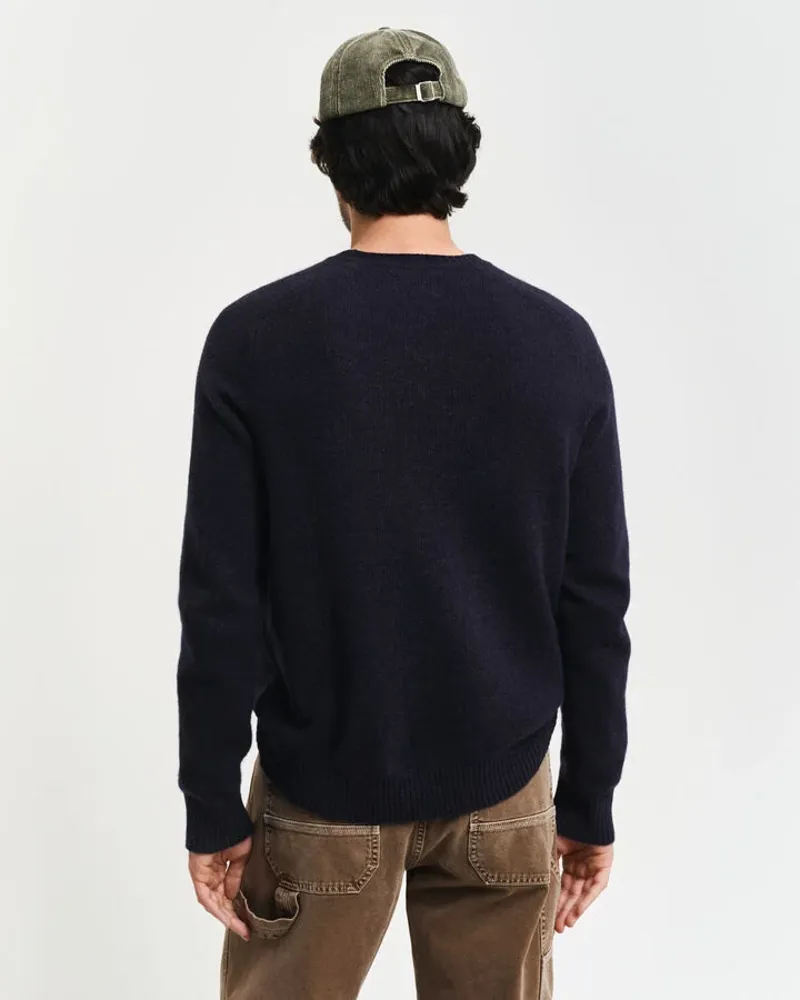 Gant Wool Blend Crew Neck Dark Navy Melange-4