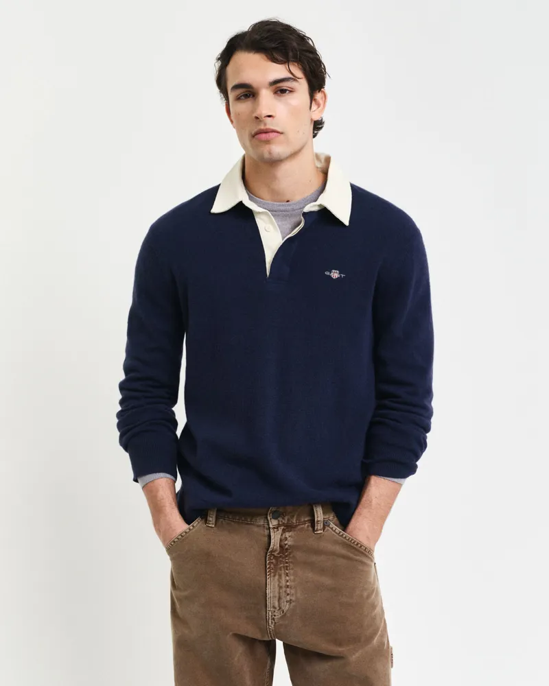 Gant Extra fine Lambswool Rugger Marine-2