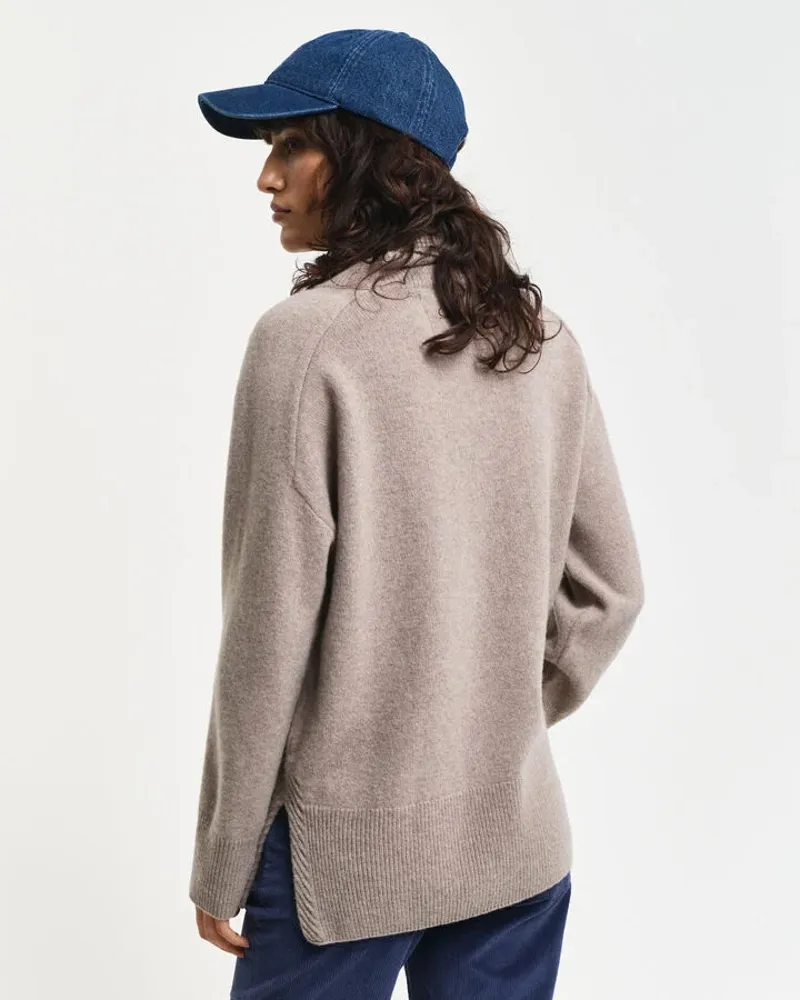 Gant Ladies Wool Cashmere Blend Turtleneck Sweater Warm Grey-3