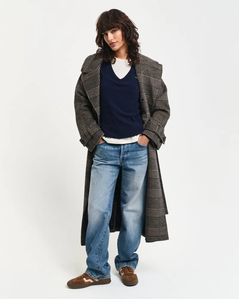 Gant Ladies Extrafine Lambswool V-Neck Evening Blue-3