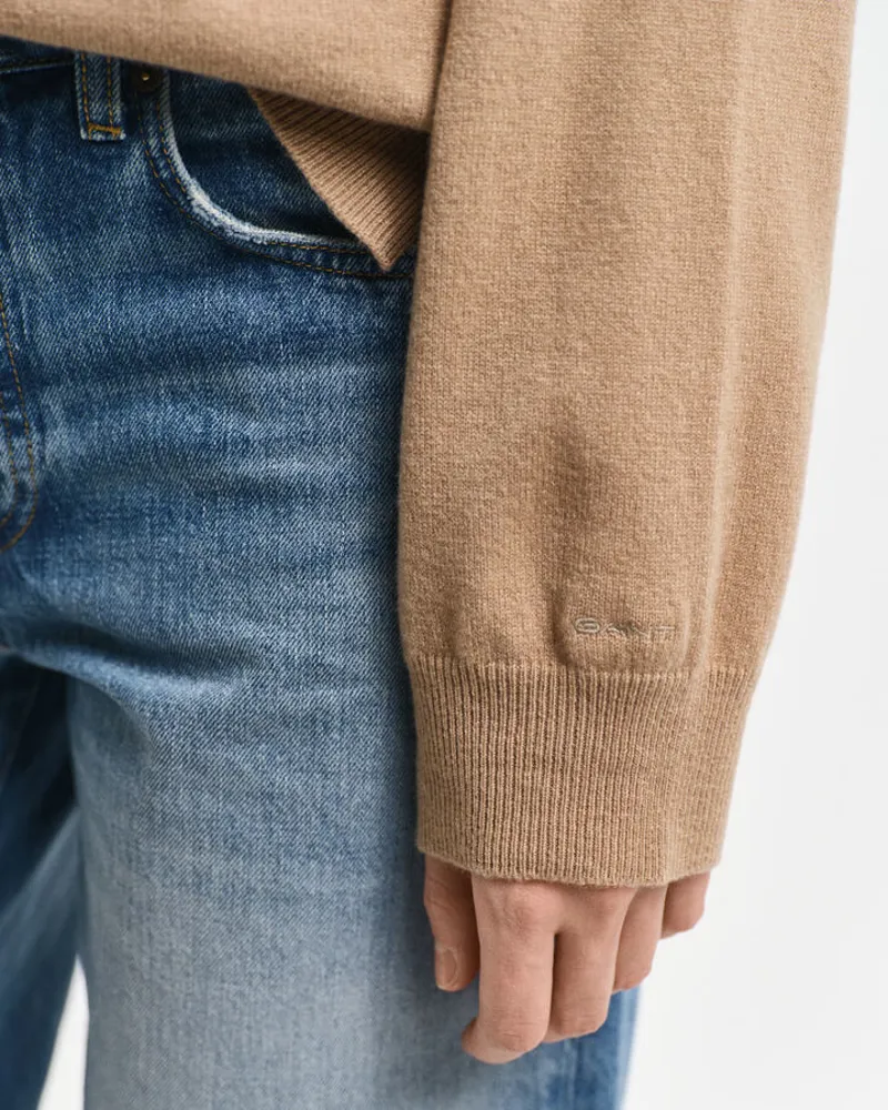 Gant Ladies Superfine Lambswool Jumper Carmel Beige-5