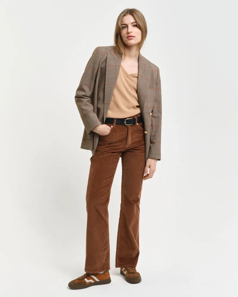 Gant Ladies Extrafine Lambswool V-Neck Caramel Beige-4