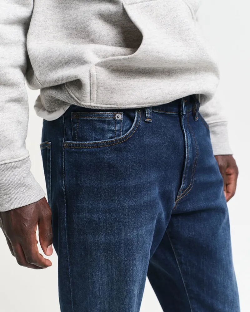 Gant Slim Fit Jeans Dark Blue Worn In-4