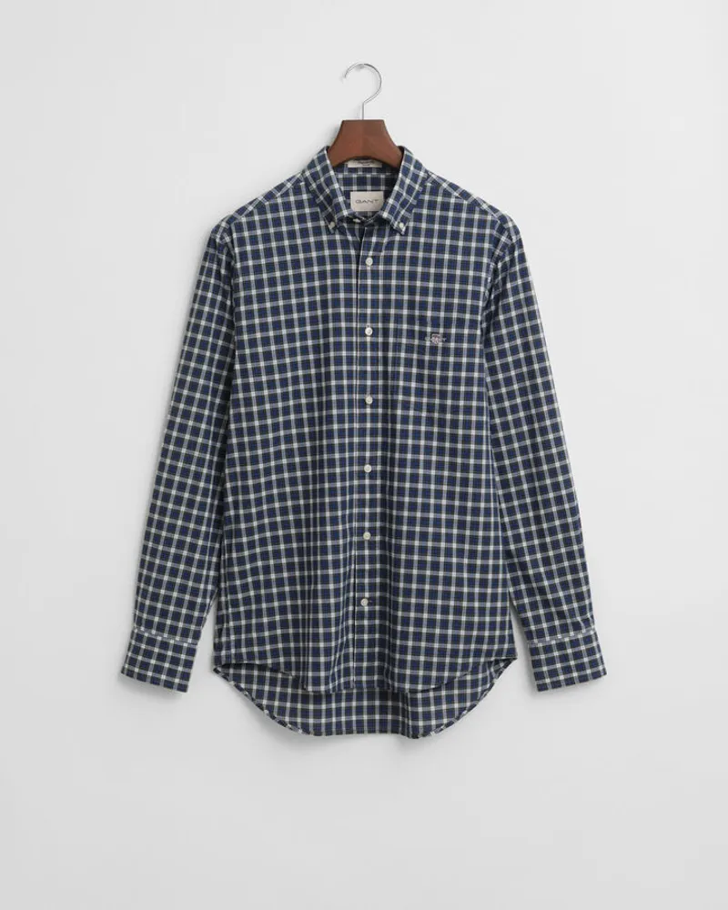 Gant Ladies Regular Fit Classic Poplin Tartan Shirt College Blue