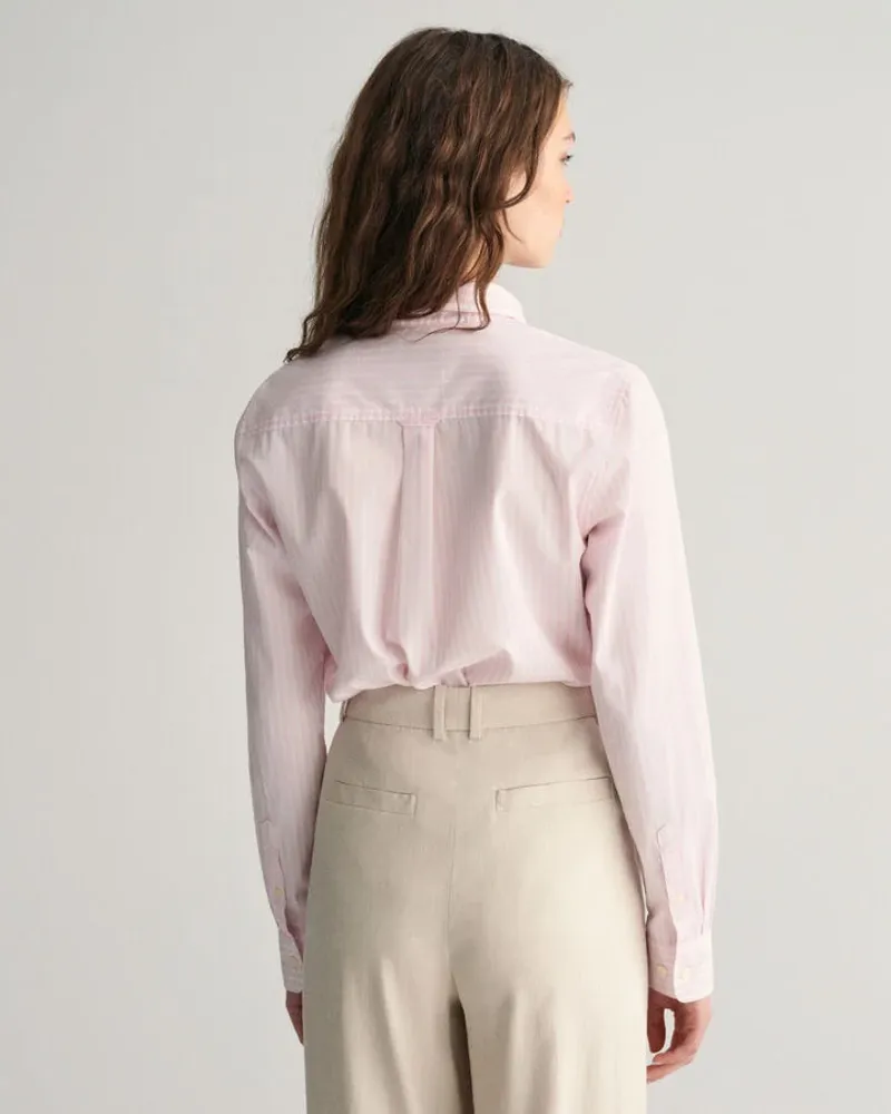 Gant Ladies Regular Fit Classic Striped Poplin Shirt Light Pink-6