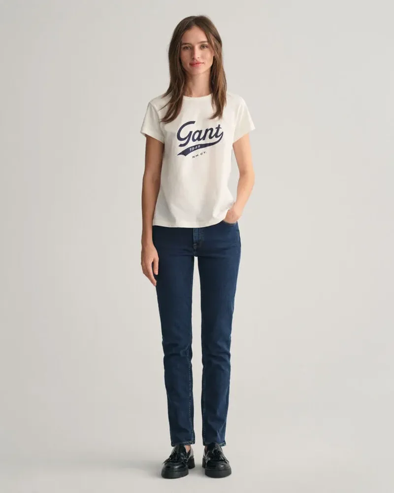 Gant Ladies Slim Super Stretch Jeans Dark Blue Broken In-6