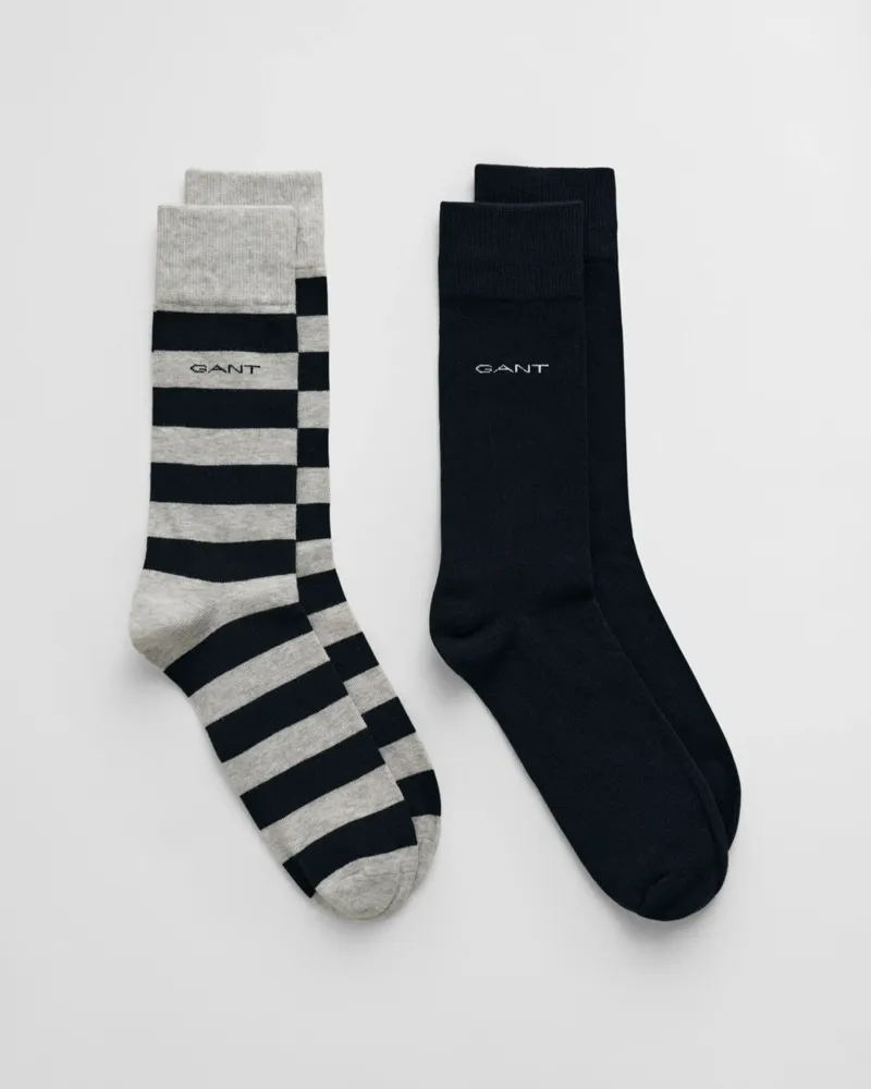 Gant Barstripe and Solid Socks 2PK Light Grey Melange 43-45