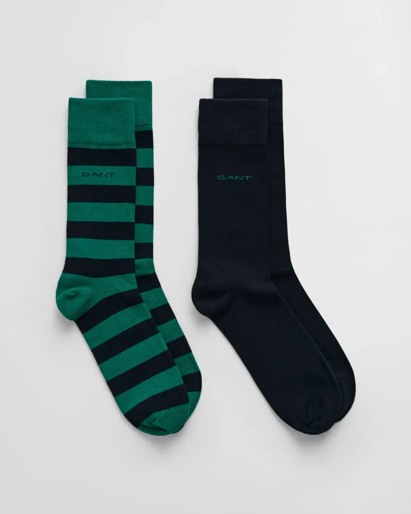 Gant Barstripe and Solid Socks 2PK Deep Green 43-45