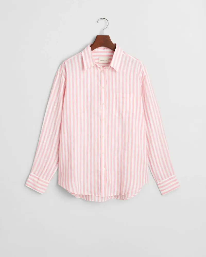 Gant Striped Linen Shirt Geranium Pink