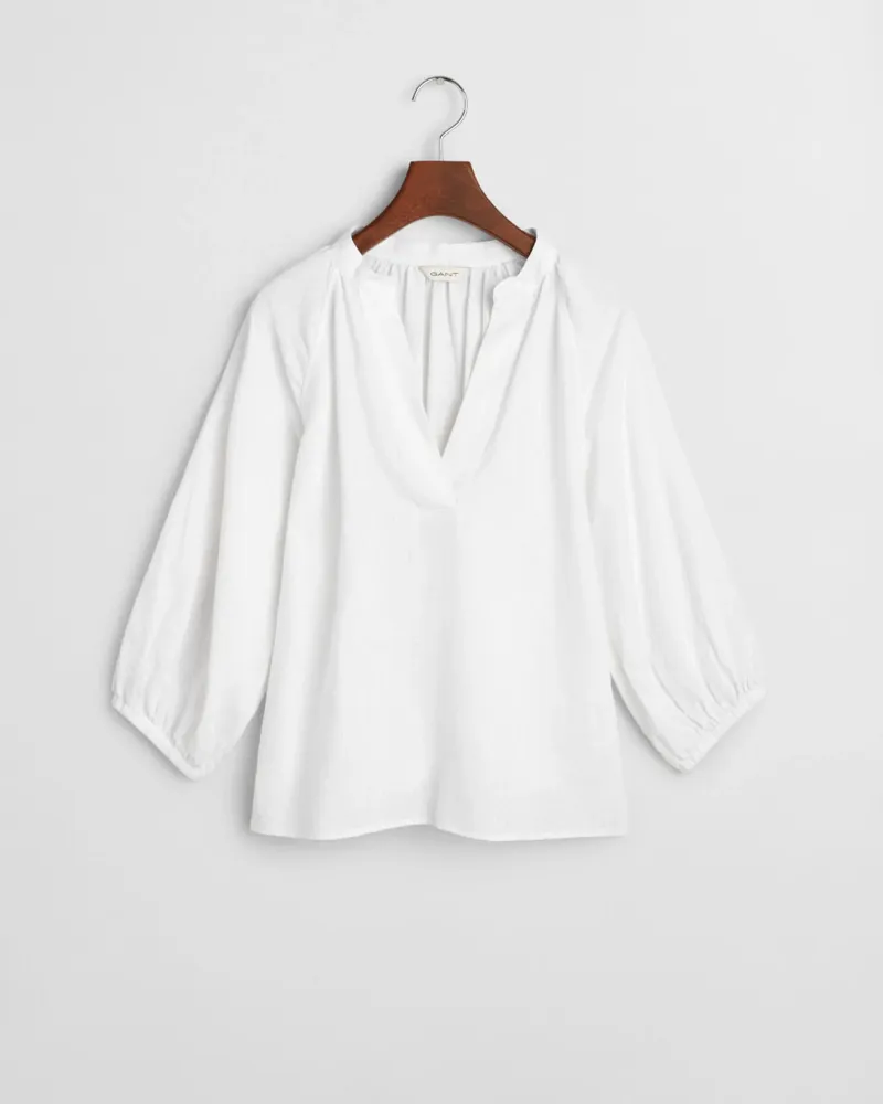 Gant Linen Short Sleeve Blouse White
