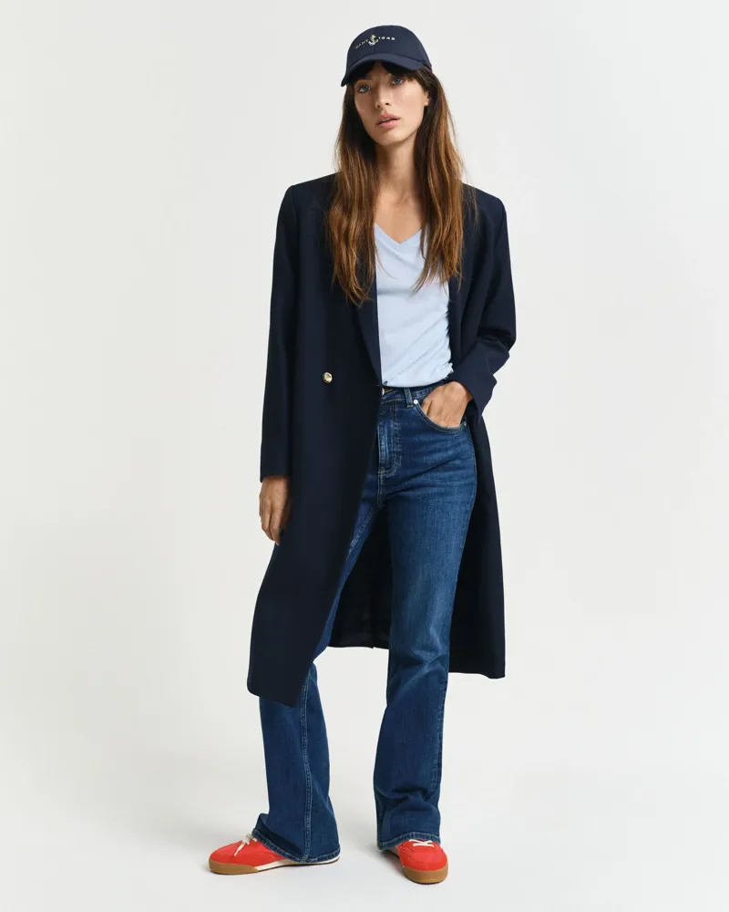 Gant Ladies Shield SS V-Neck T-Shirt Fresh Blue-4