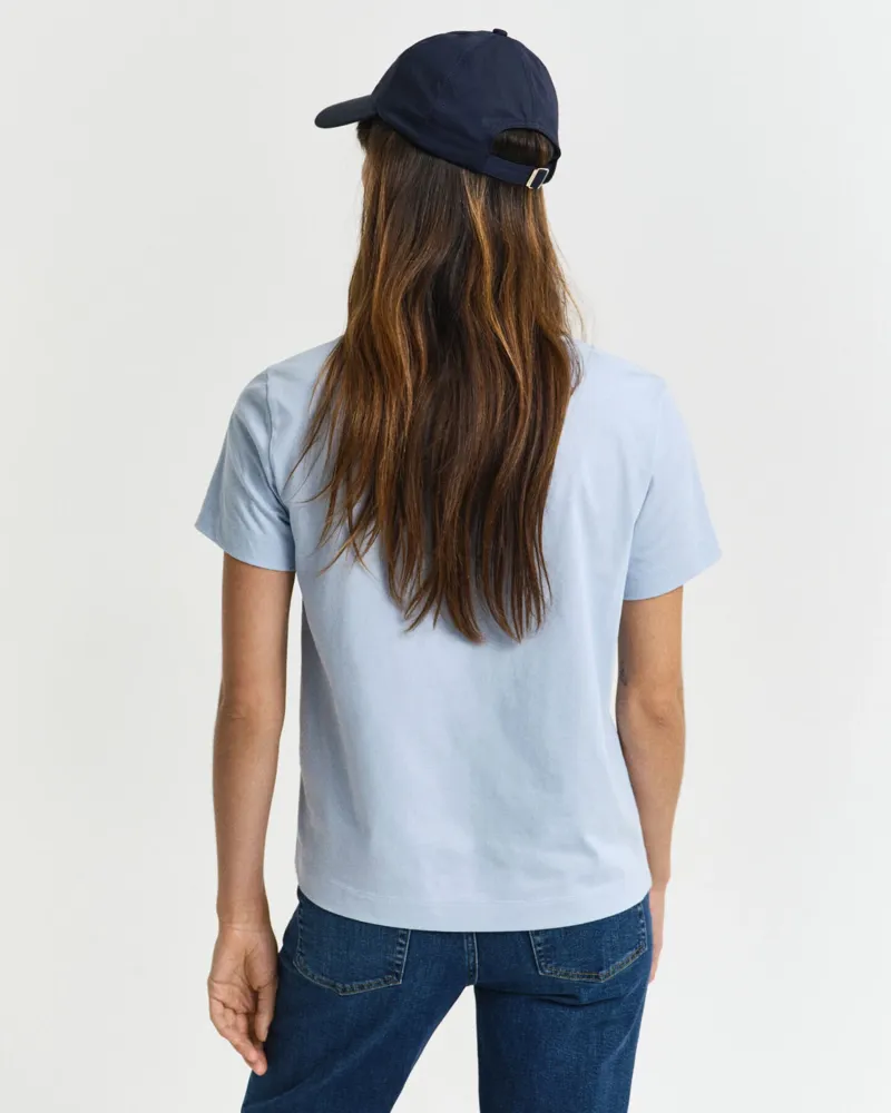 Gant Ladies Shield SS V-Neck T-Shirt Fresh Blue-2