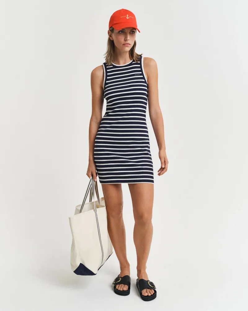 Gant Striped Tank Jersey Dress Evening Blue-4