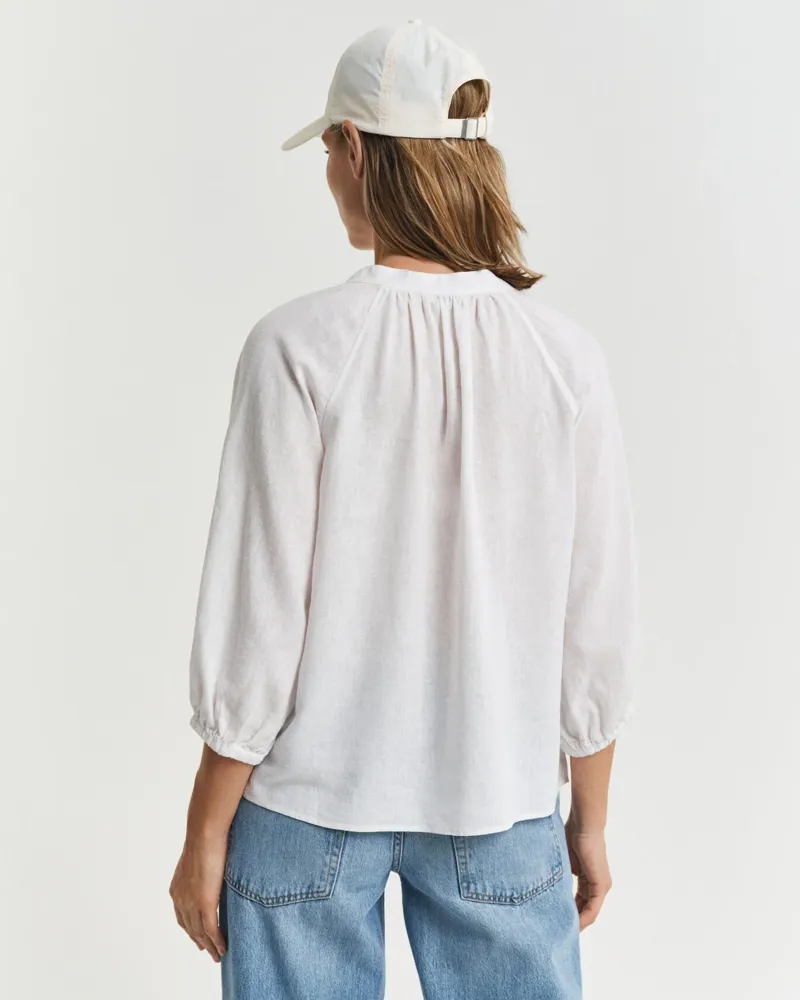 Gant Linen Short Sleeve Blouse White-2