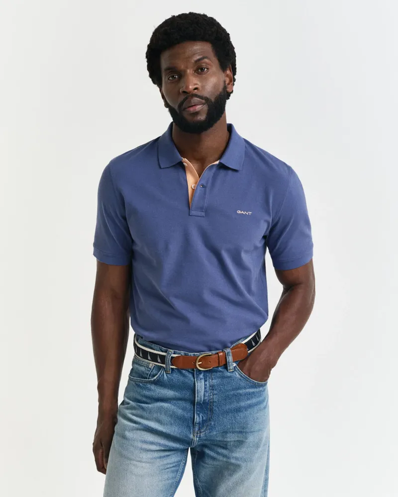 Gant Reg Contrast Pique SS Polo Dusty Navy-1