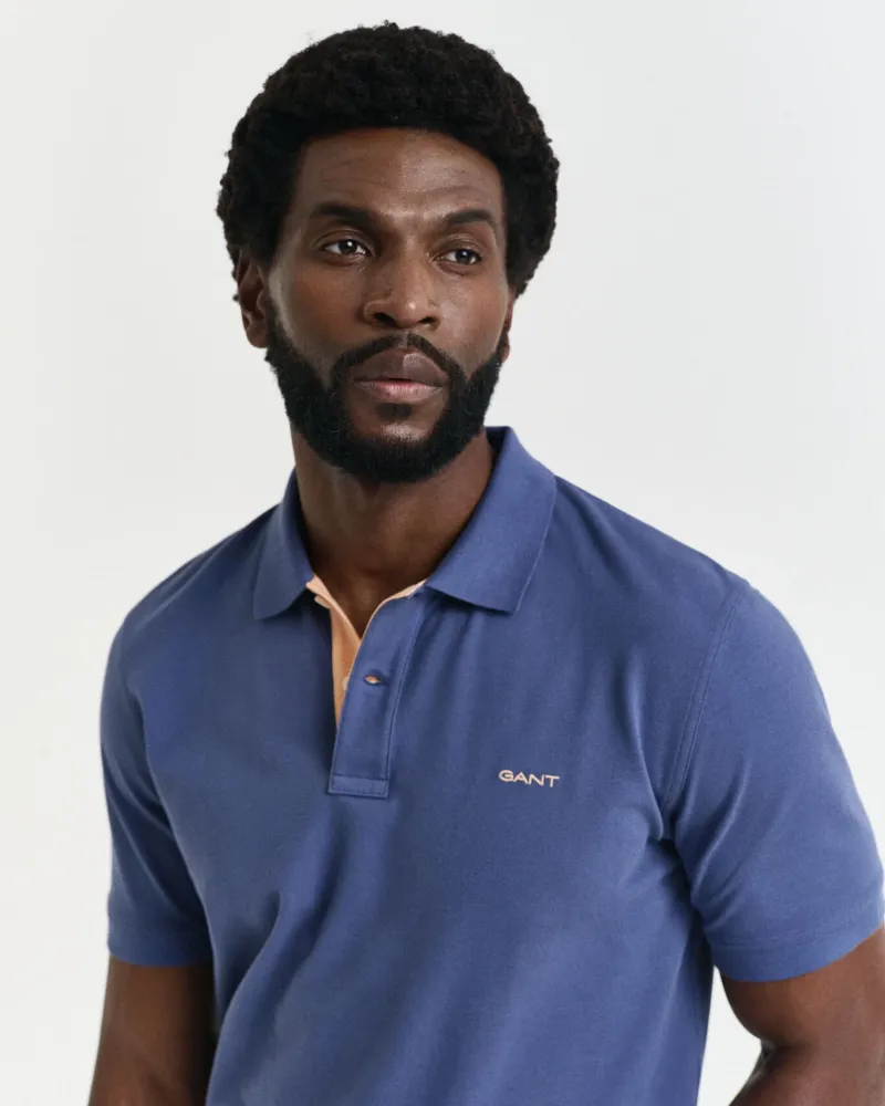 Gant Reg Contrast Pique SS Polo Dusty Navy-3