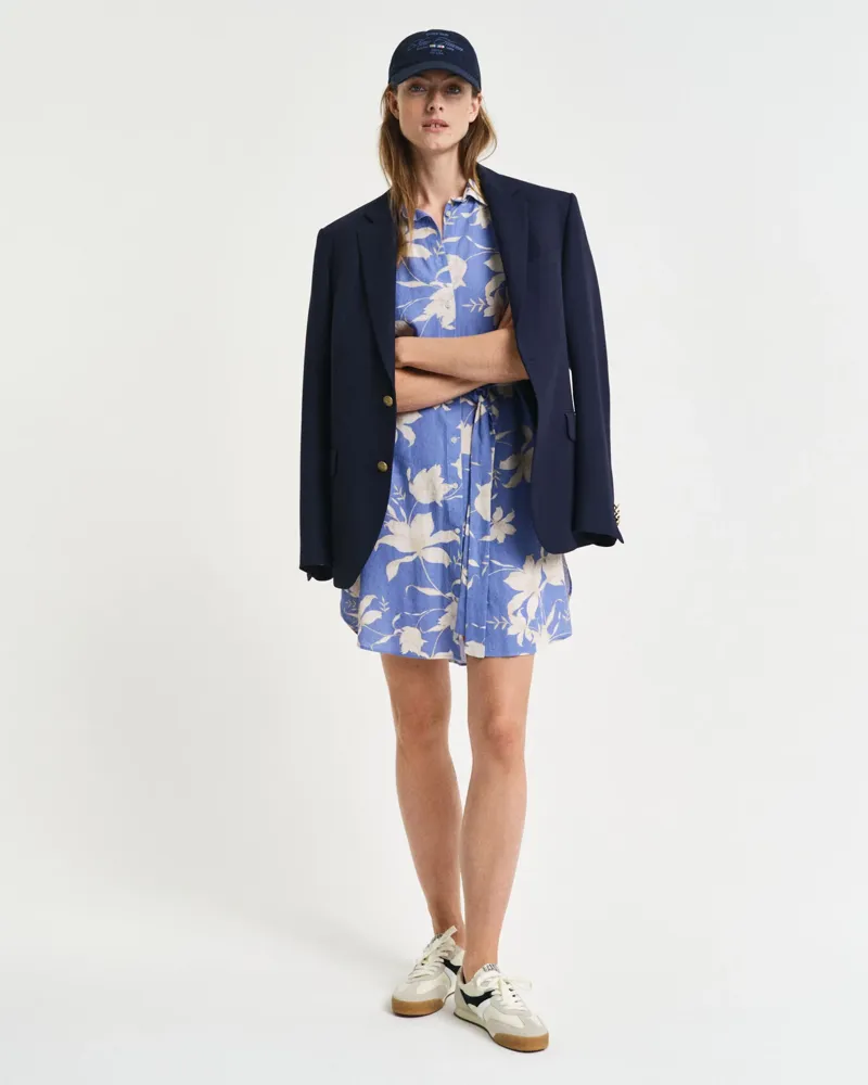 Gant Linen Floral Print Shirt Dress Perfect Blue-3