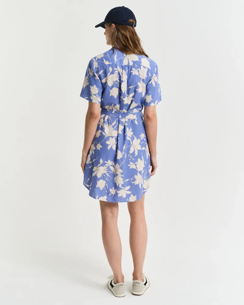 Gant Linen Floral Print Shirt Dress Perfect Blue-2