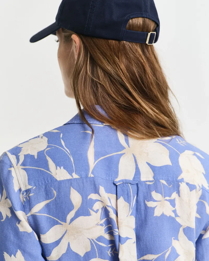 Gant Linen Floral Print Shirt Dress Perfect Blue-5