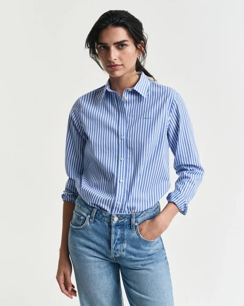 Gant Reg Classic Poplin Striped Shirt Perfect Blue-1