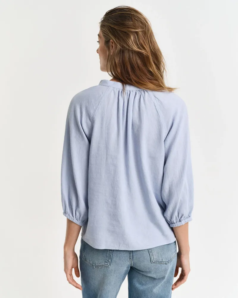 Gant Linen Short Sleeve Blouse Light Blue-2