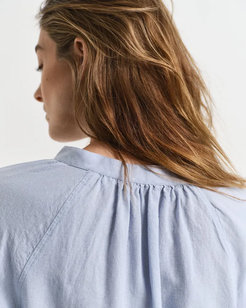 Gant Linen Short Sleeve Blouse Light Blue-4