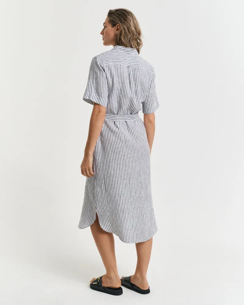 Gant Linen Striped Dress Evening Blue-2