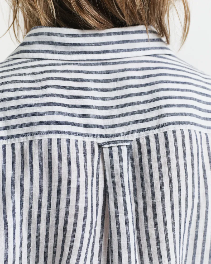 Gant Linen Striped Dress Evening Blue-4